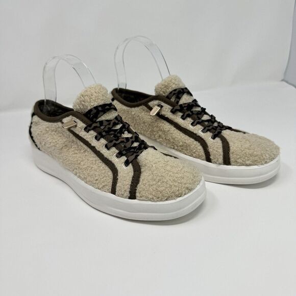 Hey Dude Karina Sherpa Slip On Shoes 8 Beige Marshmallow Leopard Lightweight - Picture 1 of 14